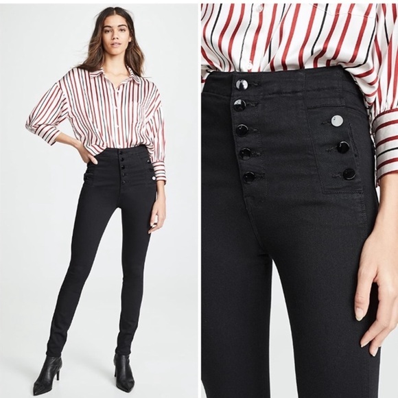 J Brand Natasha Sky Skinny High Rise Jeans in Seriously Black - Picture 4 of 13